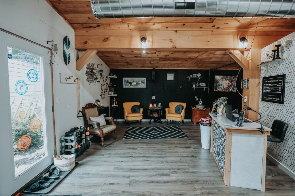 Lobby and waiting area at Misneach Integrative Health Studio in St. Thomas, Ontario